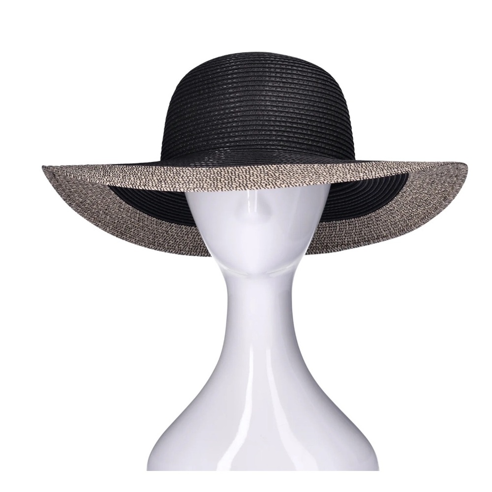 Time and Tru Women's Striped Floppy Straw Hat